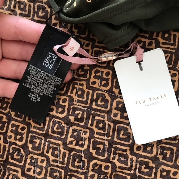 NEW NWT NEW TED BAKER Pikaa Halter One Piece Swimsuit solid army green v neck - Picture 5 of 13